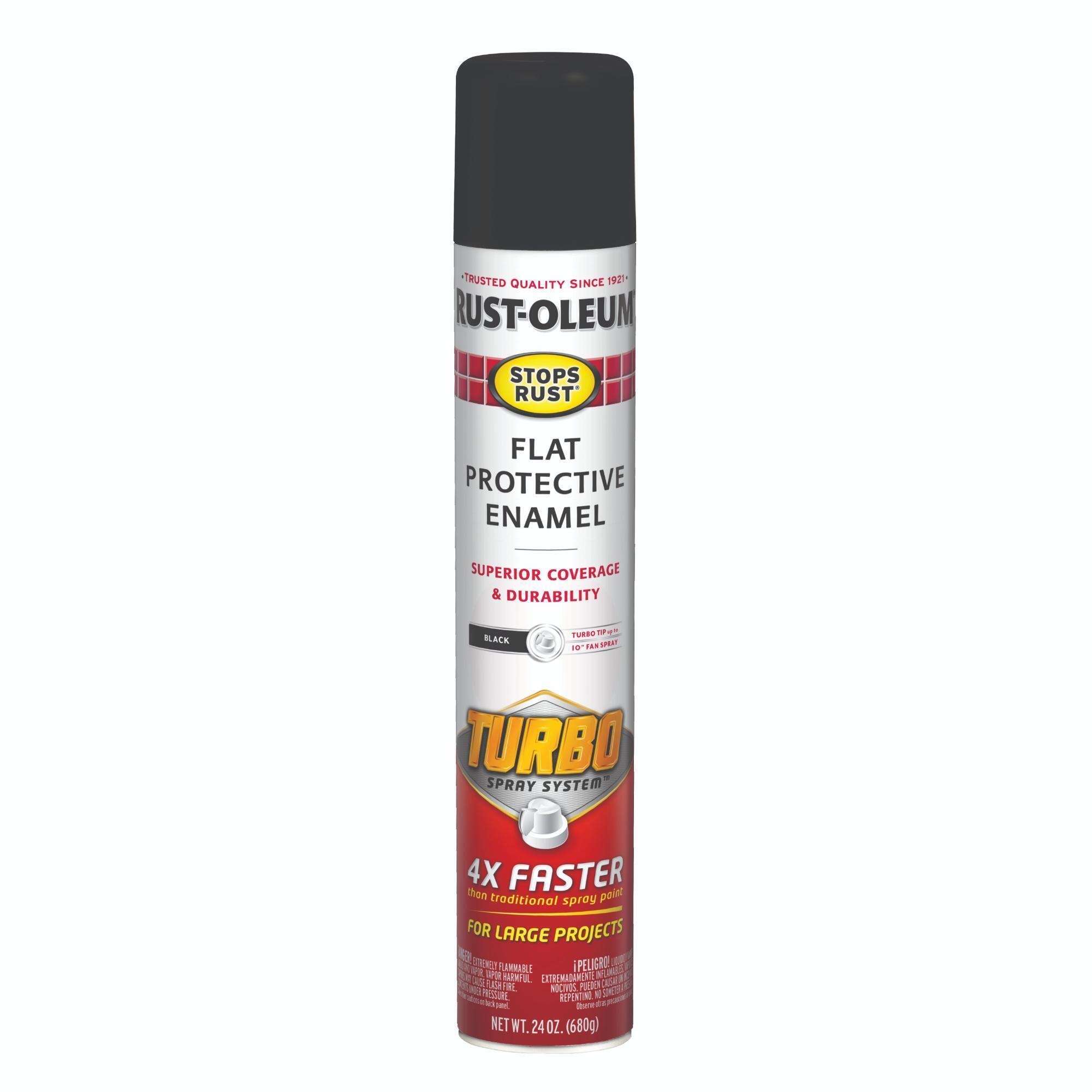 Rust-Oleum Stops Rust Protective Enamel with Turbo Spray System, Black, Flat, 24 Oz. Cans, 6PK, Model# 376298DS